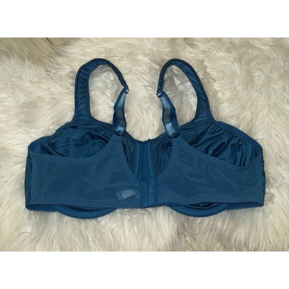 Bali 3562 Satin Tracings Full Figure Minimizer Bra Unlined UW Womens 36C Teal - Picture 4 of 6